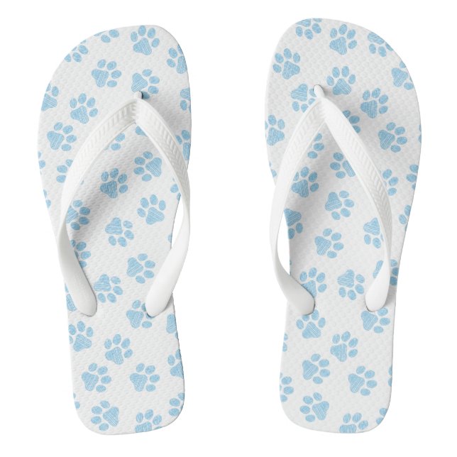 Doodle Paws, Dog Paws, Baby Blue Paws Flip Flops (Footbed)