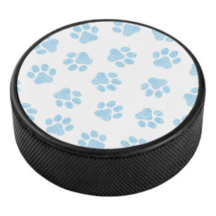 Doodle Paws, Dog Paws, Baby Blue Paws Hockey Puck
