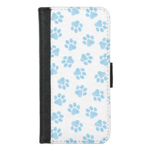 Doodle Paws, Dog Paws, Baby Blue Paws iPhone 8/7 Wallet Case