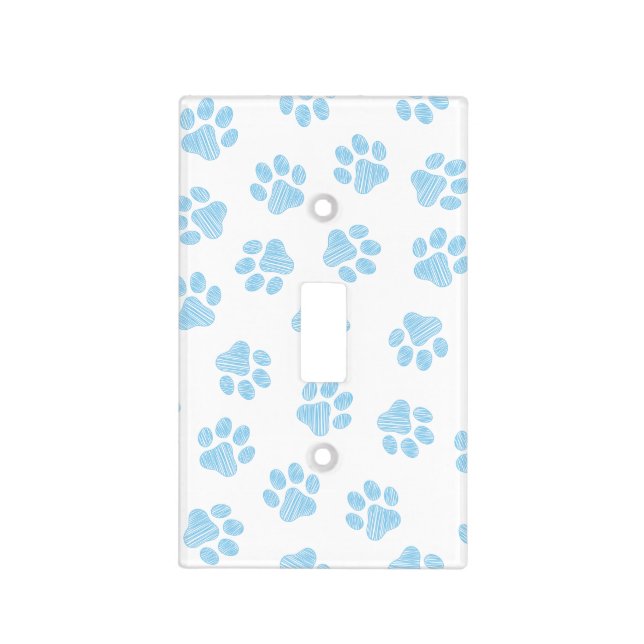 Doodle Paws, Dog Paws, Baby Blue Paws Light Switch Cover (Front)