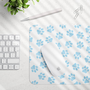 Doodle Paws, Dog Paws, Baby Blue Paws Mouse Pad