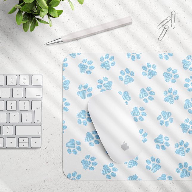 Doodle Paws, Dog Paws, Baby Blue Paws Mouse Pad (Creator Uploaded)