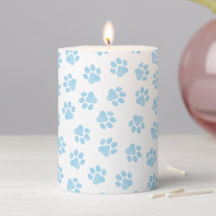 Doodle Paws, Dog Paws, Baby Blue Paws Pillar Candle