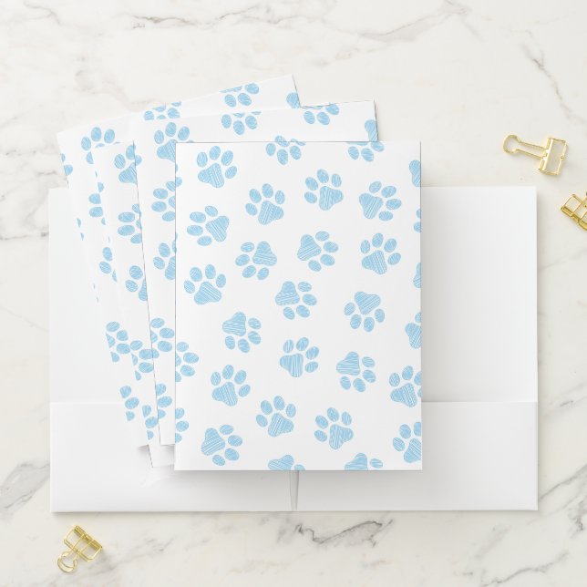 Doodle Paws, Dog Paws, Baby Blue Paws Pocket Folder (In Situ)