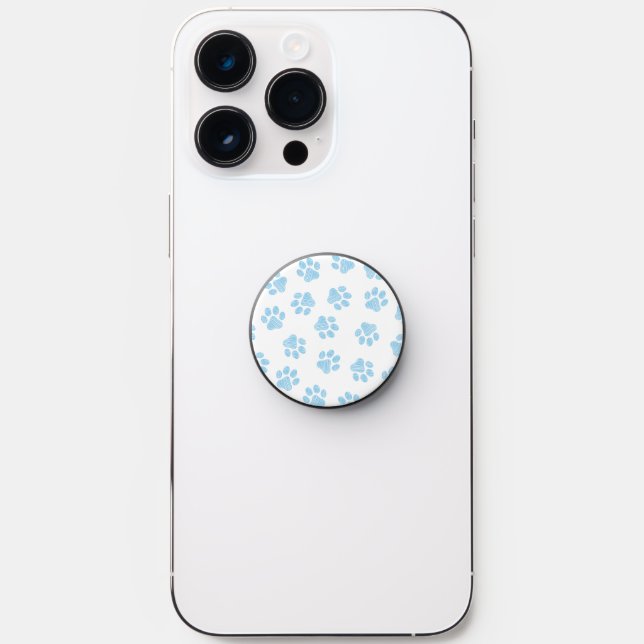 Doodle Paws, Dog Paws, Baby Blue Paws PopSocket (Front)