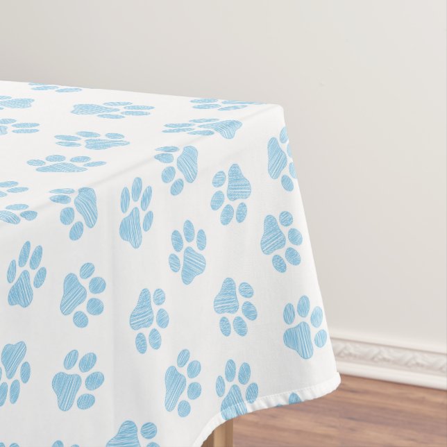 Doodle Paws, Dog Paws, Baby Blue Paws Tablecloth (In Situ)