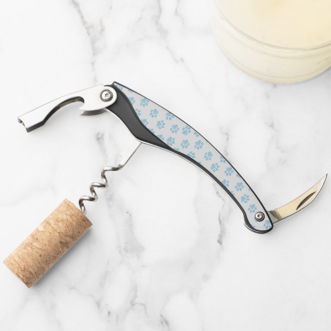 Doodle Paws, Dog Paws, Baby Blue Paws Waiter's Corkscrew (Front)