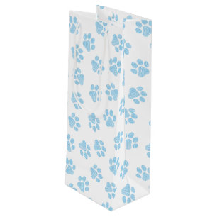 Doodle Paws, Dog Paws, Baby Blue Paws Wine Gift Bag