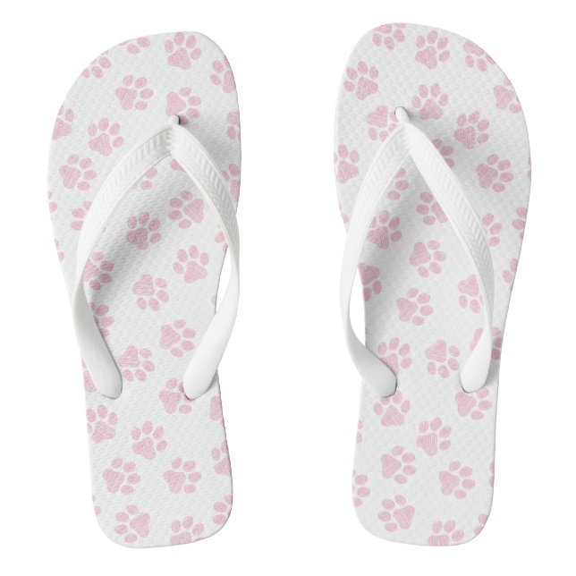 Doodle Paws, Dog Paws, Baby Pink Paws Flip Flops (Footbed)