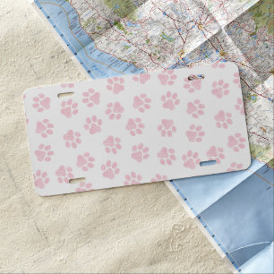 Doodle Paws, Dog Paws, Baby Pink Paws License Plate