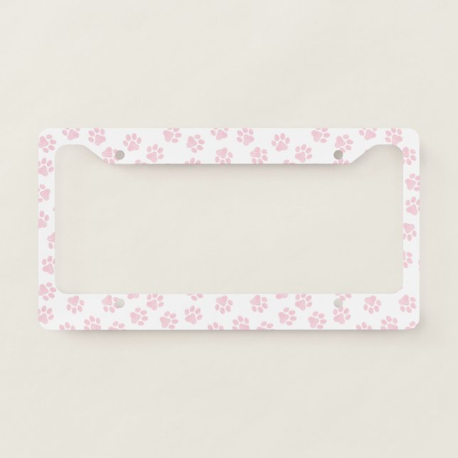 Doodle Paws, Dog Paws, Baby Pink Paws License Plate Frame (Front)