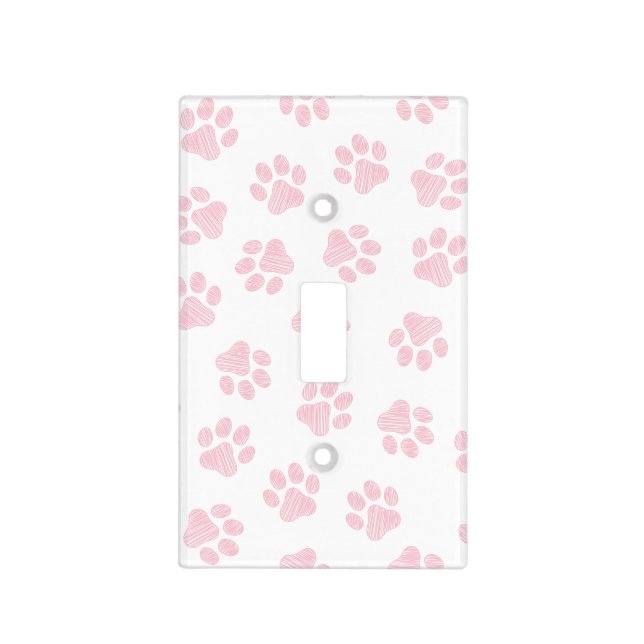 Doodle Paws, Dog Paws, Baby Pink Paws Light Switch Cover (Front)