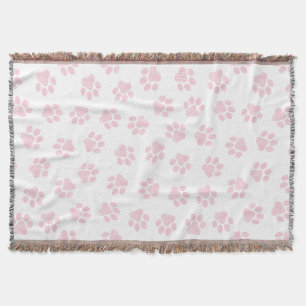 Doodle Paws, Dog Paws, Baby Pink Paws Throw Blanket