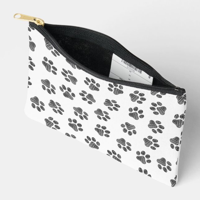 Doodle Paws, Dog Paws, Black Paws Accessory Pouch (Open)