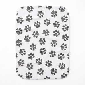 Doodle Paws, Dog Paws, Black Paws Baby Burp Cloth