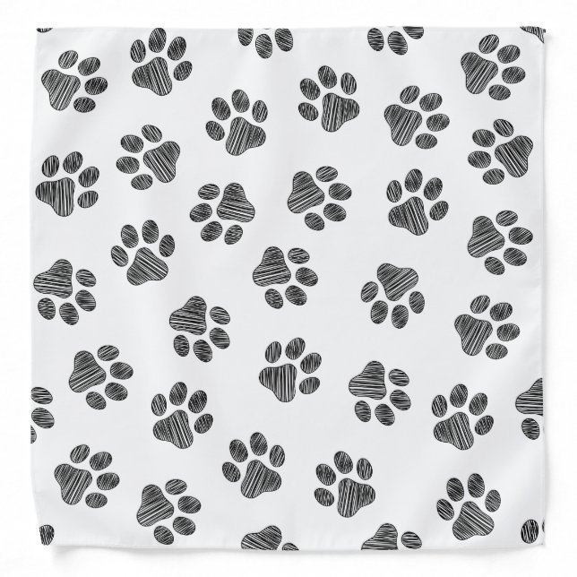 Doodle Paws, Dog Paws, Black Paws Bandana (Front)