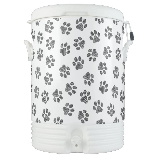 Doodle Paws, Dog Paws, Black Paws Beverage Cooler (Front)