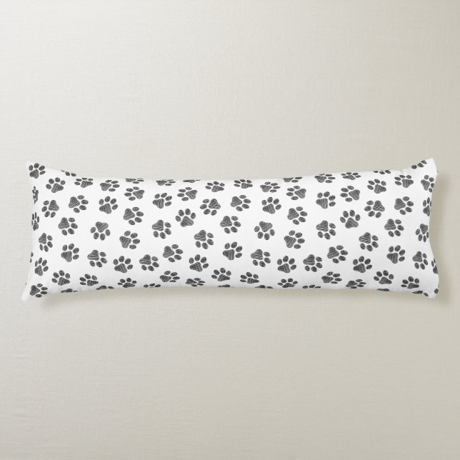 Doodle Paws, Dog Paws, Black Paws Body Pillow (Front)
