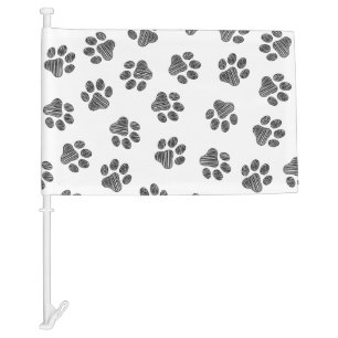 Doodle Paws, Dog Paws, Black Paws Car Flag