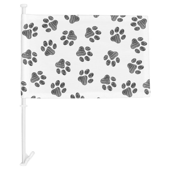Doodle Paws, Dog Paws, Black Paws Car Flag (Front)
