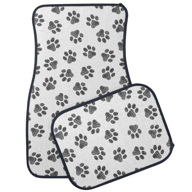 Doodle Paws, Dog Paws, Black Paws Car Floor Mat (Set)