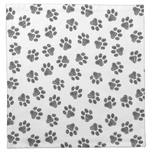 Doodle Paws, Dog Paws, Black Paws Cloth Napkin