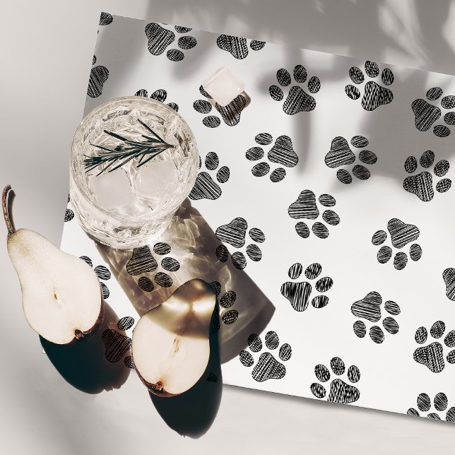 Doodle Paws, Dog Paws, Black Paws Cloth Placemat (Creator Uploaded)