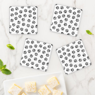 Doodle Paws, Dog Paws, Black Paws Coaster Set
