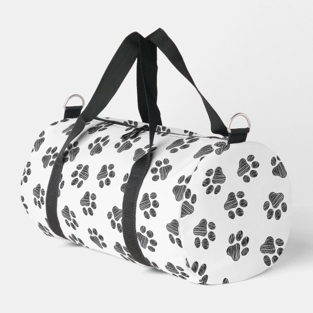 Doodle Paws, Dog Paws, Black Paws Duffle Bag (Left Corner)