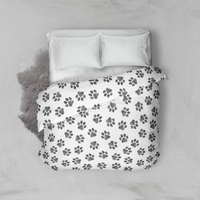 Doodle Paws, Dog Paws, Black Paws Duvet Cover (Creator Uploaded)