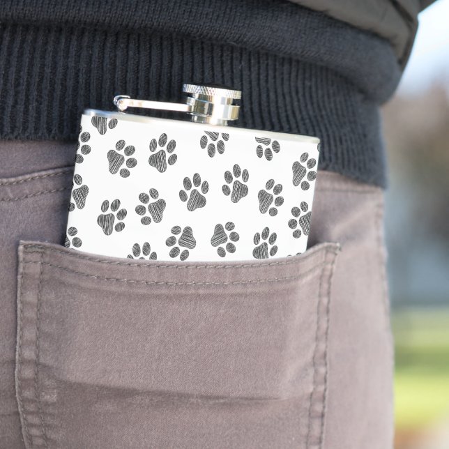 Doodle Paws, Dog Paws, Black Paws Flask (In Situ)