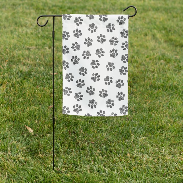 Doodle Paws, Dog Paws, Black Paws Garden Flag (In SItu)