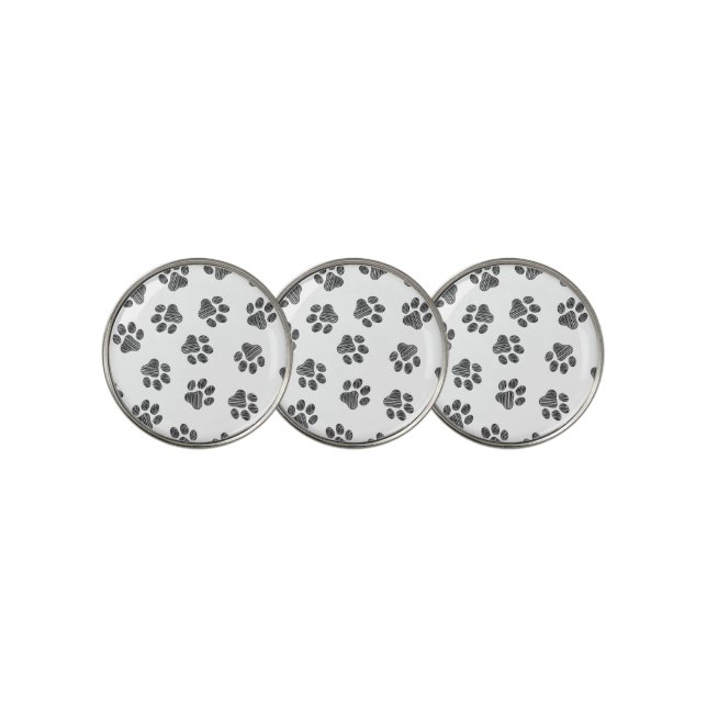 Doodle Paws, Dog Paws, Black Paws Golf Ball Marker (3 Up)