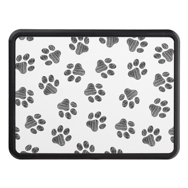 Doodle Paws, Dog Paws, Black Paws Hitch Cover (Front)
