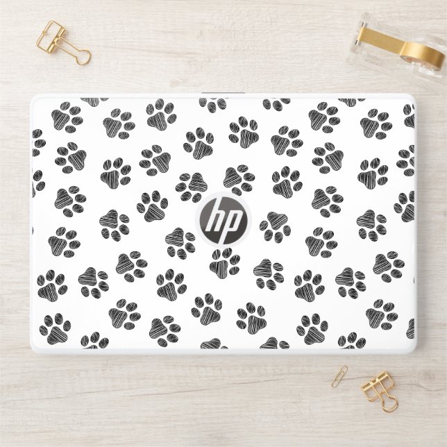 Doodle Paws, Dog Paws, Black Paws HP Laptop Skin (Desk)