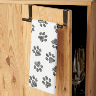 Doodle Paws, Dog Paws, Black Paws Kitchen Towel