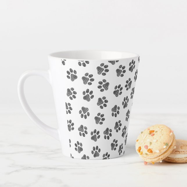 Doodle Paws, Dog Paws, Black Paws Latte Mug (In Situ)