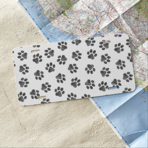 Doodle Paws, Dog Paws, Black Paws License Plate