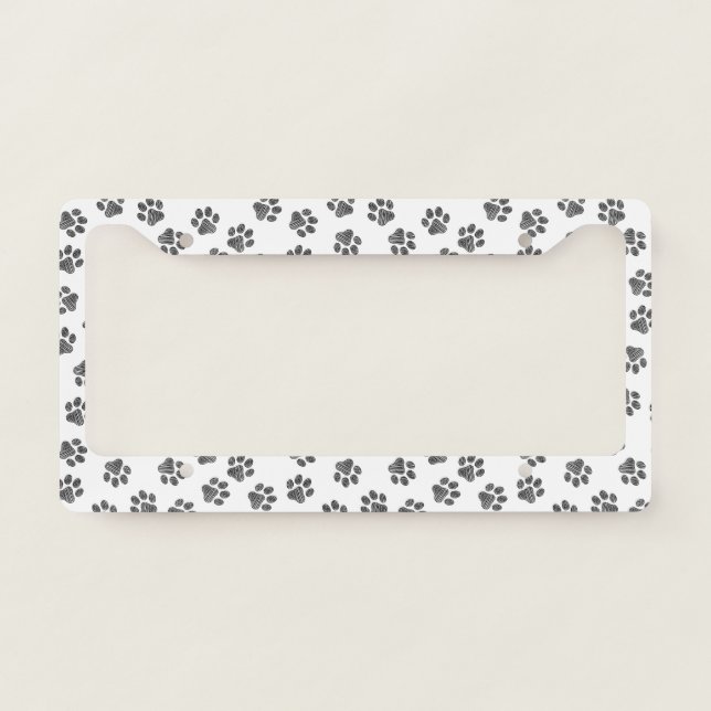 Doodle Paws, Dog Paws, Black Paws License Plate Frame (Front)