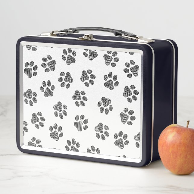 Doodle Paws, Dog Paws, Black Paws Metal Lunch Box (In Situ)