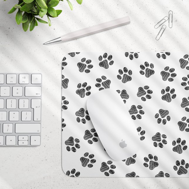 Doodle Paws, Dog Paws, Black Paws Mouse Pad (Creator Uploaded)