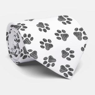 Doodle Paws, Dog Paws, Black Paws Neck Tie