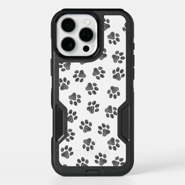 Doodle Paws, Dog Paws, Black Paws Otterbox iPhone Case (Back)