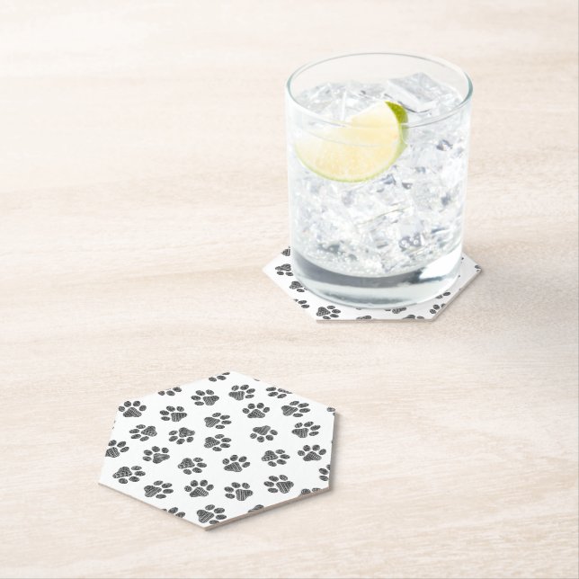 Doodle Paws, Dog Paws, Black Paws Paper Coaster (Insitu)