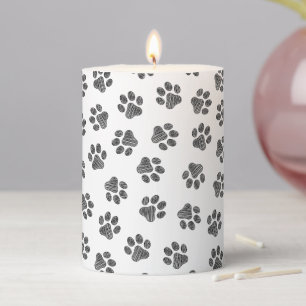 Doodle Paws, Dog Paws, Black Paws Pillar Candle