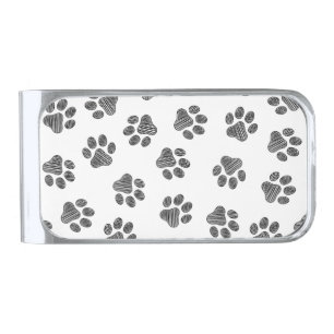Doodle Paws, Dog Paws, Black Paws Silver Finish Money Clip