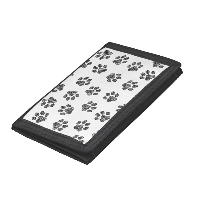 Doodle Paws, Dog Paws, Black Paws Trifold Wallet (Bottom)