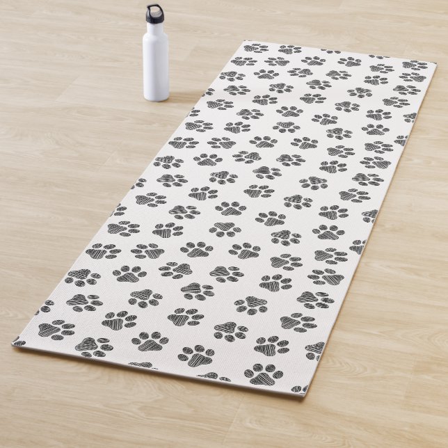 Doodle Paws, Dog Paws, Black Paws Yoga Mat (In Situ)