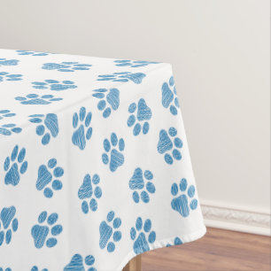 Doodle Paws, Dog Paws, Blue Paws Tablecloth