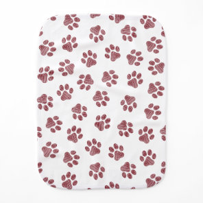 Doodle Paws, Dog Paws, Burgundy Paws Baby Burp Cloth